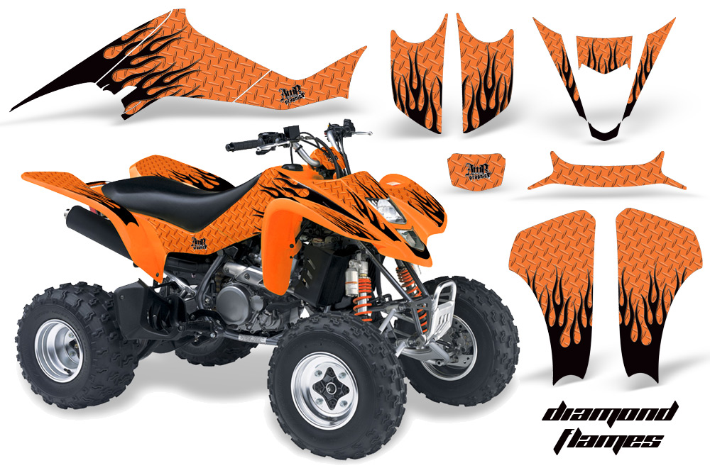 Kawasaki KFX 400 03-08 Graphics DiamondFlames Orange